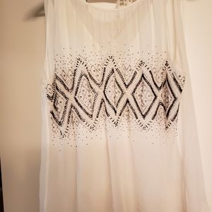 Embellished sheer sleeveless top